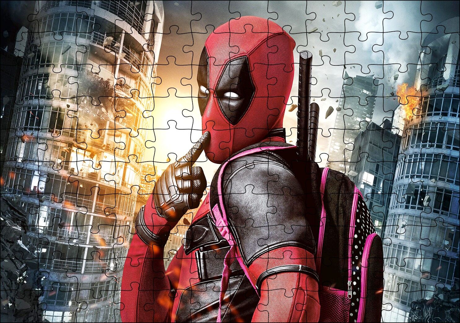 Deadpool Hayret Süper Kahraman Çizgi Roman Görseli Puzzle Yapboz MDF Ahşap