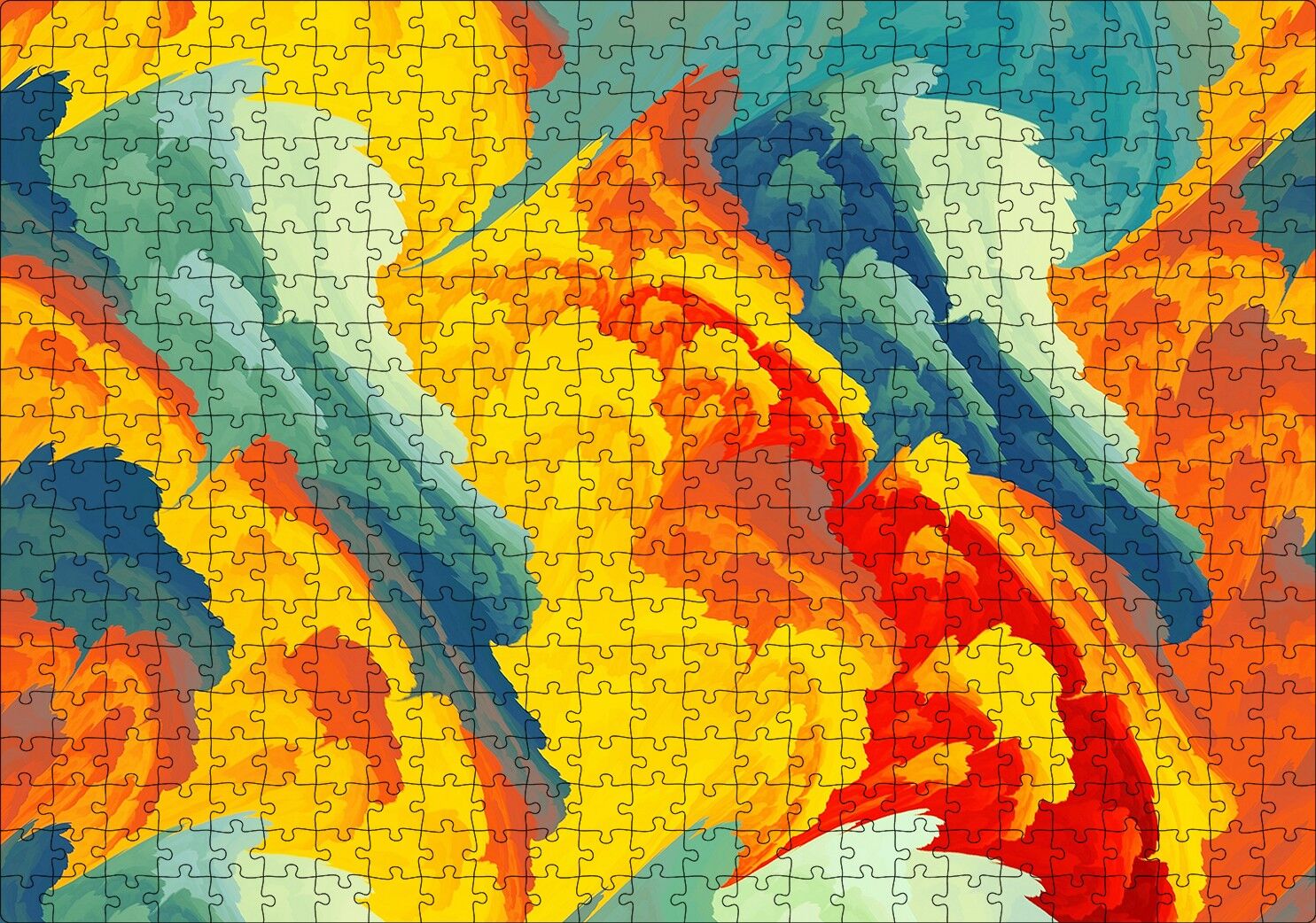 Renkli Fırça Darbeleri Kompozisyon Puzzle Yapboz MDF Ahşap 500 Parça 49 cm X 68 cm