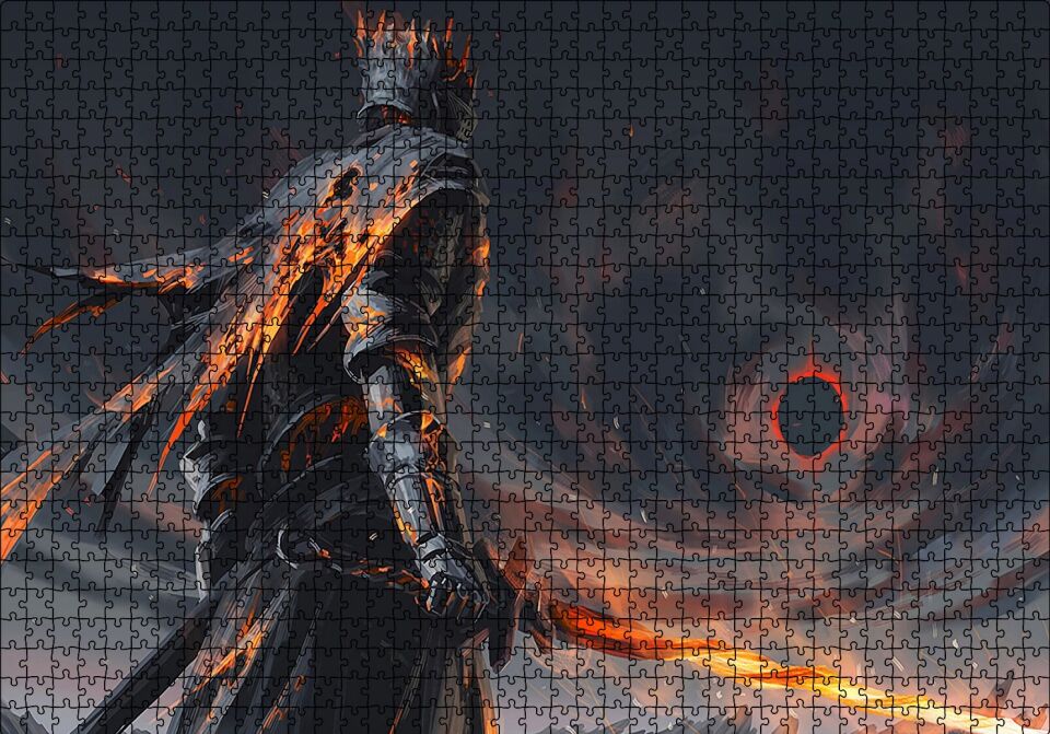 Yüzüklerin Efendisi Nazgul ve Ateş Kılıcı Puzzle Yapboz MDF Ahşap 1000 Parça 49 cm X 68 cm