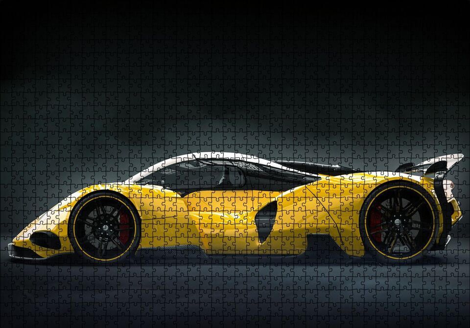 Sarı Lamborghini Yan Görünüş Puzzle Yapboz MDF Ahşap 1000 Parça 49 cm X 68 cm