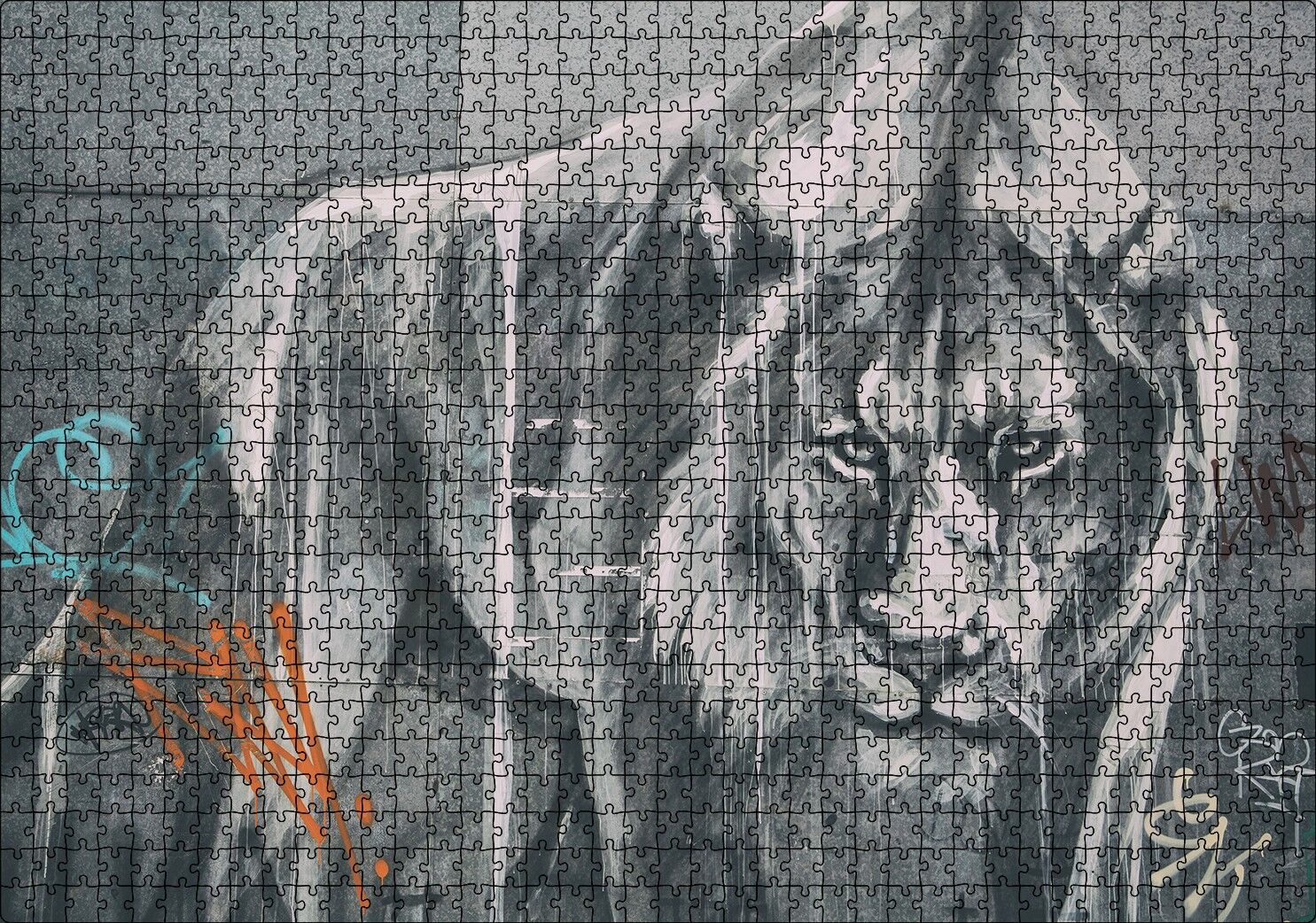 Pusudaki Aslan Duvar Boyama Puzzle Yapboz MDF Ahşap 1000 Parça 49 cm X 68 cm