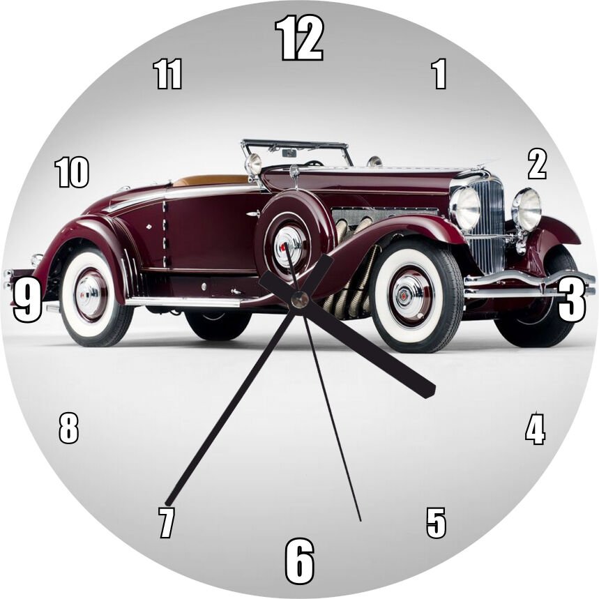 Duesenberg Model J 1920-1929 Mdf Ahşap Duvar Saati 50 cm Çap