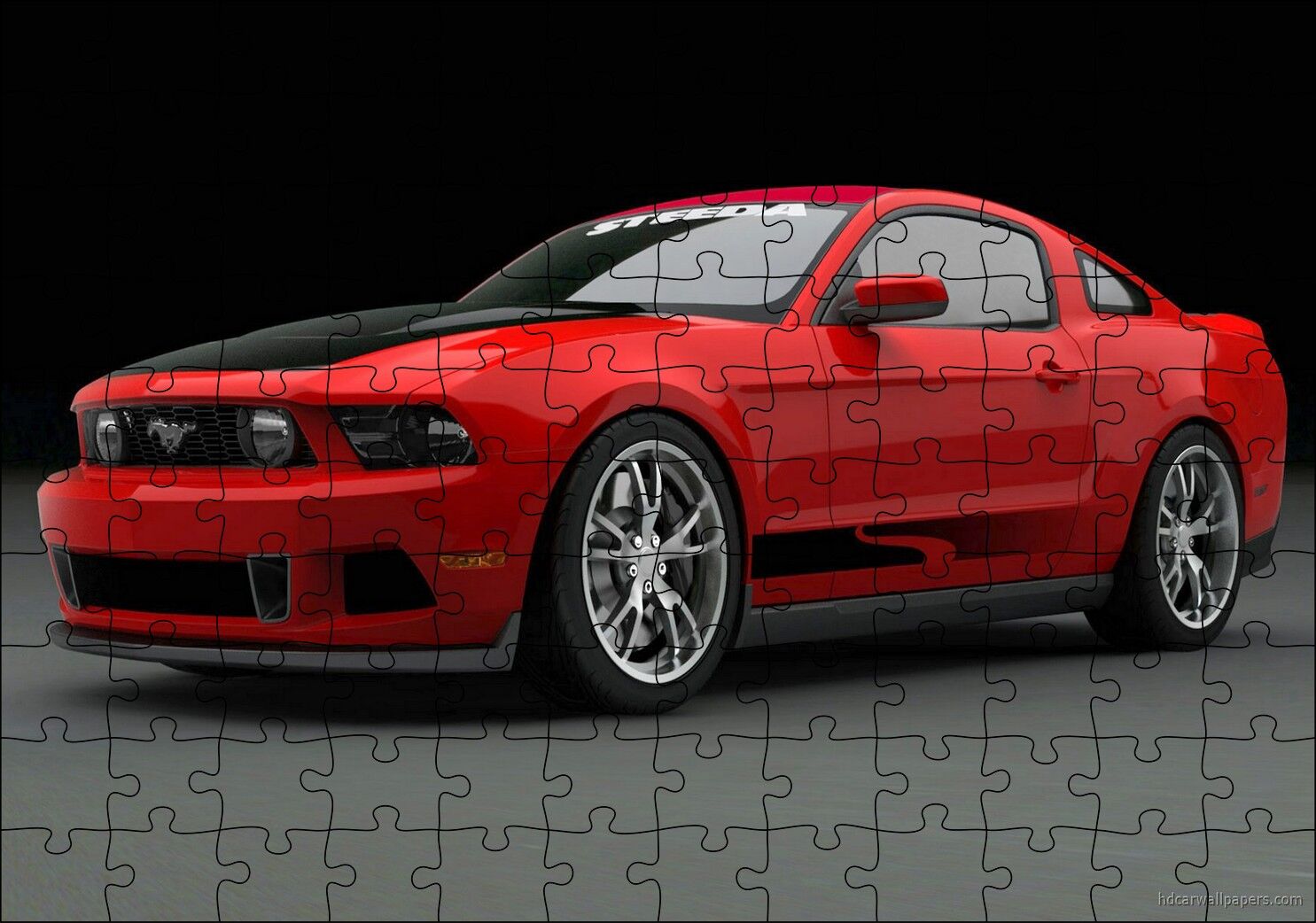 Kırmızı Ford Mustang 2010 Puzzle Yapboz MDF Ahşap 120 Parça 24 cm X 34 cm