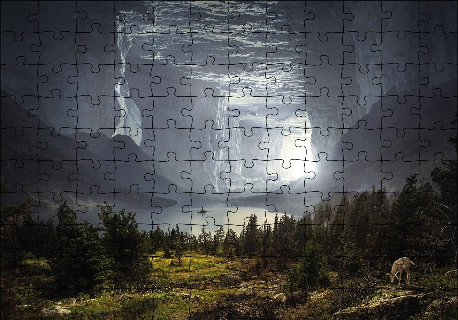 Fantastik Mağara Doğa Puzzle Yapboz MDF Ahşap