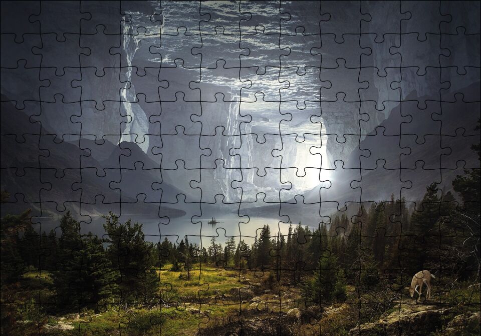 Fantastik Mağara Doğa Puzzle Yapboz MDF Ahşap