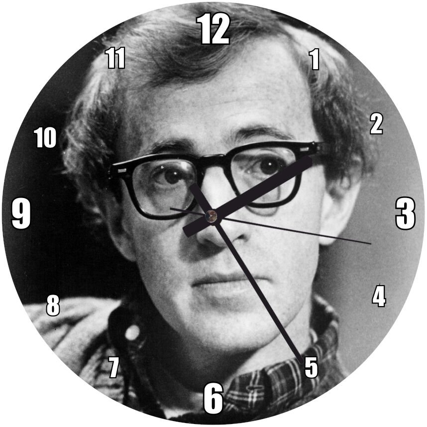 Woody Allen Kazak Gömlek Mdf Ahşap Duvar Saati 50 cm Çap