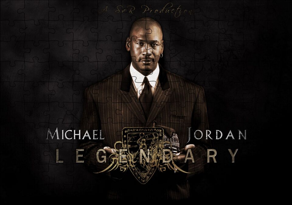 Efsanevi Michael Jordan Takım Elbiseli Puzzle Yapboz MDF Ahşap