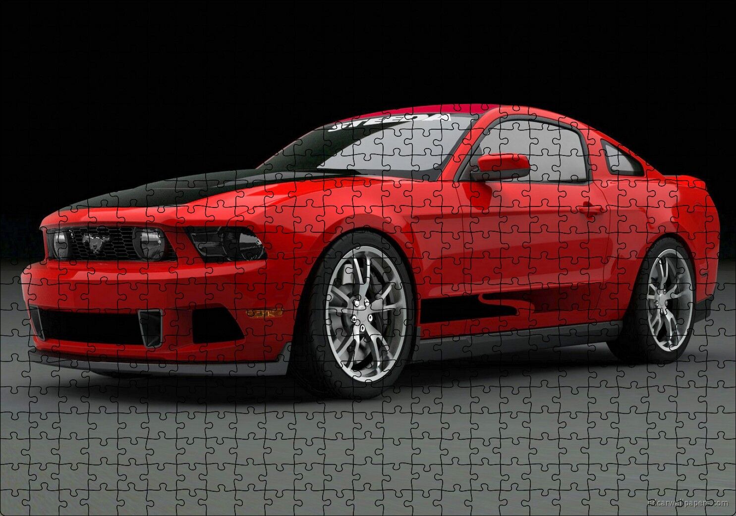 Kırmızı Ford Mustang 2010 Puzzle Yapboz MDF Ahşap 500 Parça 49 cm X 68 cm