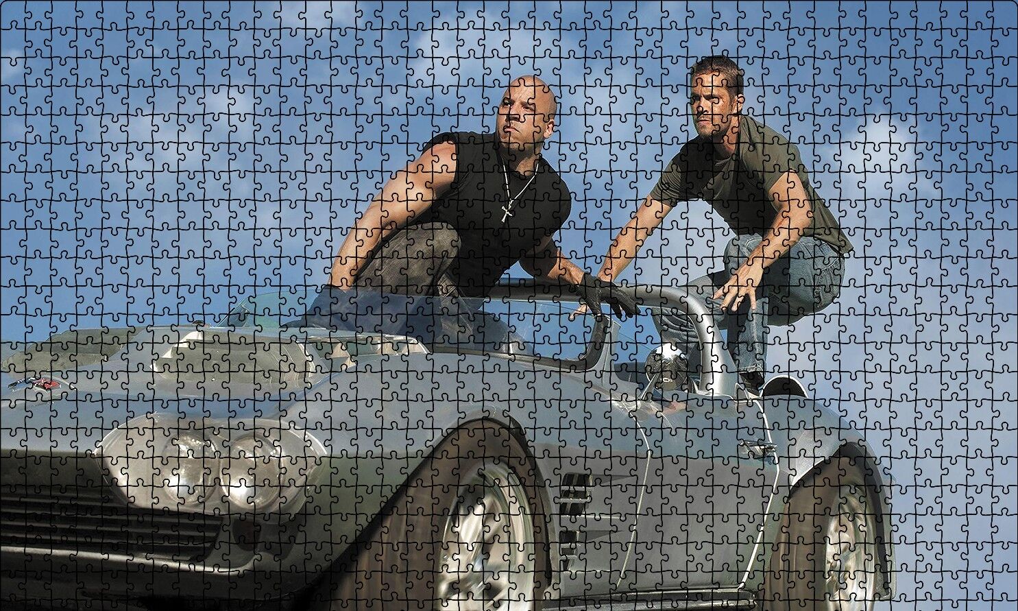 Hızlı ve Öfkeli Paul Walker ve Vin Diesel Puzzle Yapboz MDF Ahşap 1000 Parça 49 cm X 68 cm