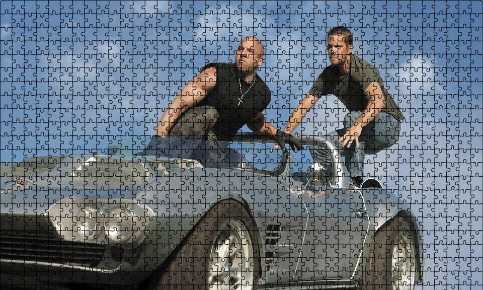Hızlı ve Öfkeli Paul Walker ve Vin Diesel Puzzle Yapboz MDF Ahşap 1000 Parça 49 cm X 68 cm