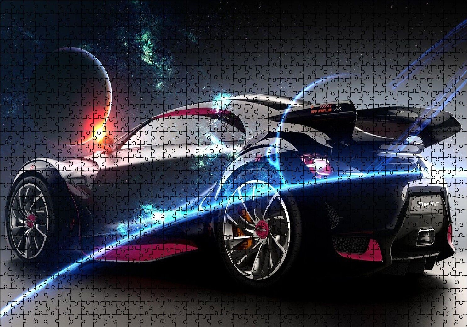 Elektrikli Citroen Survolt ve Gezegenler Puzzle Yapboz MDF Ahşap 1000 Parça 49 cm X 68 cm
