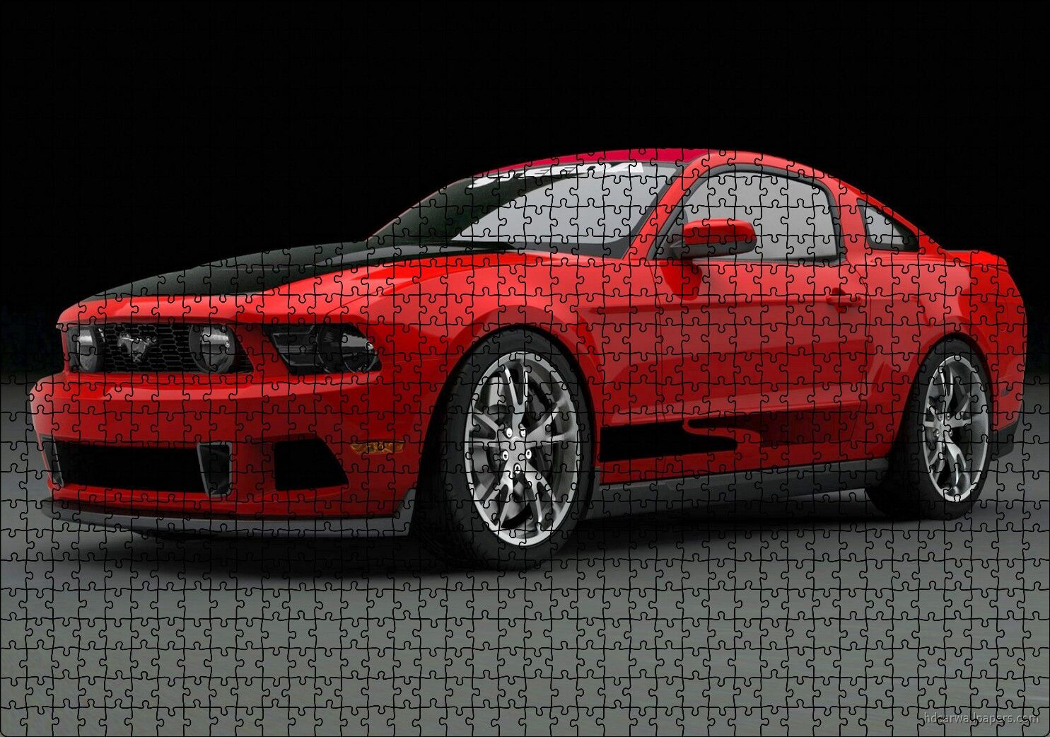 Kırmızı Ford Mustang 2010 Puzzle Yapboz MDF Ahşap 1000 Parça 49 cm X 68 cm