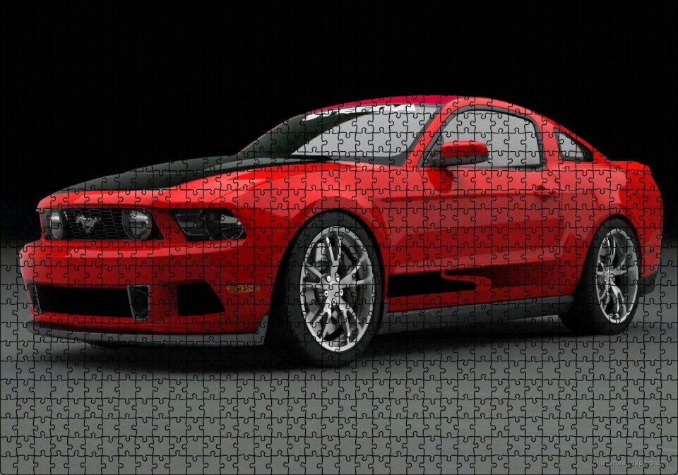 Kırmızı Ford Mustang 2010 Puzzle Yapboz MDF Ahşap 1000 Parça 49 cm X 68 cm
