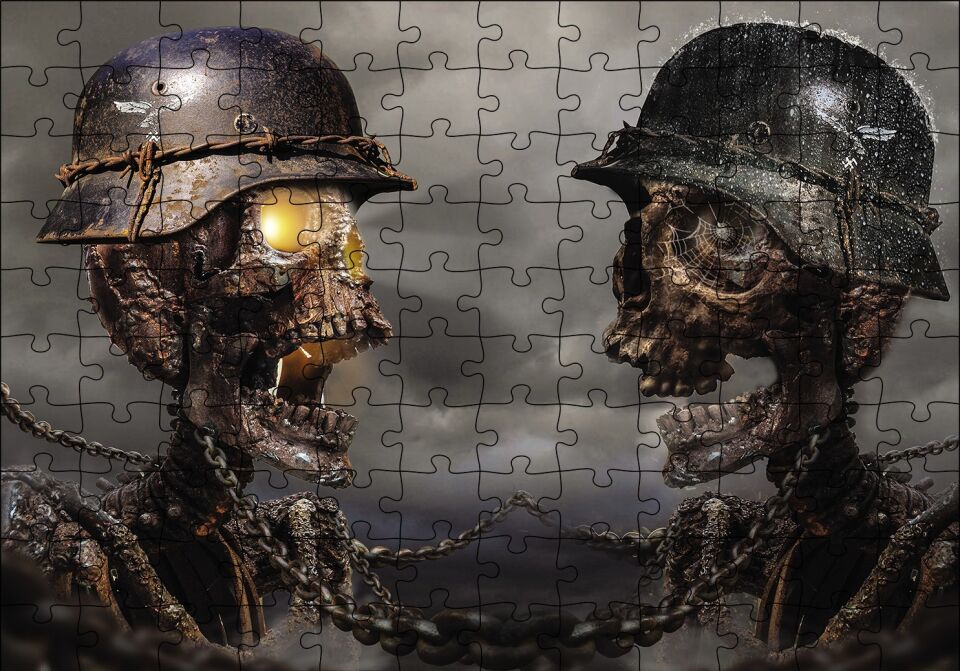Miferli İskelet Askerler Puzzle Yapboz MDF Ahşap 120 Parça 24 cm X 34 cm
