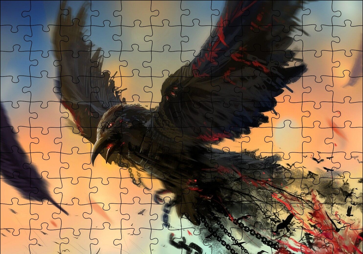 Zincirlerinden Kurtulan Karga Puzzle Yapboz MDF Ahşap 120 Parça 24 cm X 34 cm