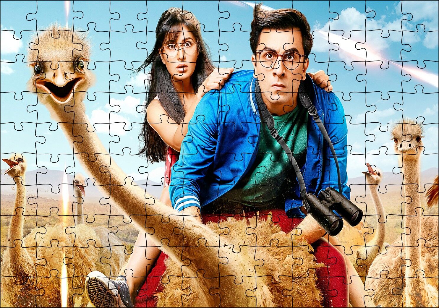 Devekuşları Adam ve Kız Puzzle Yapboz MDF Ahşap