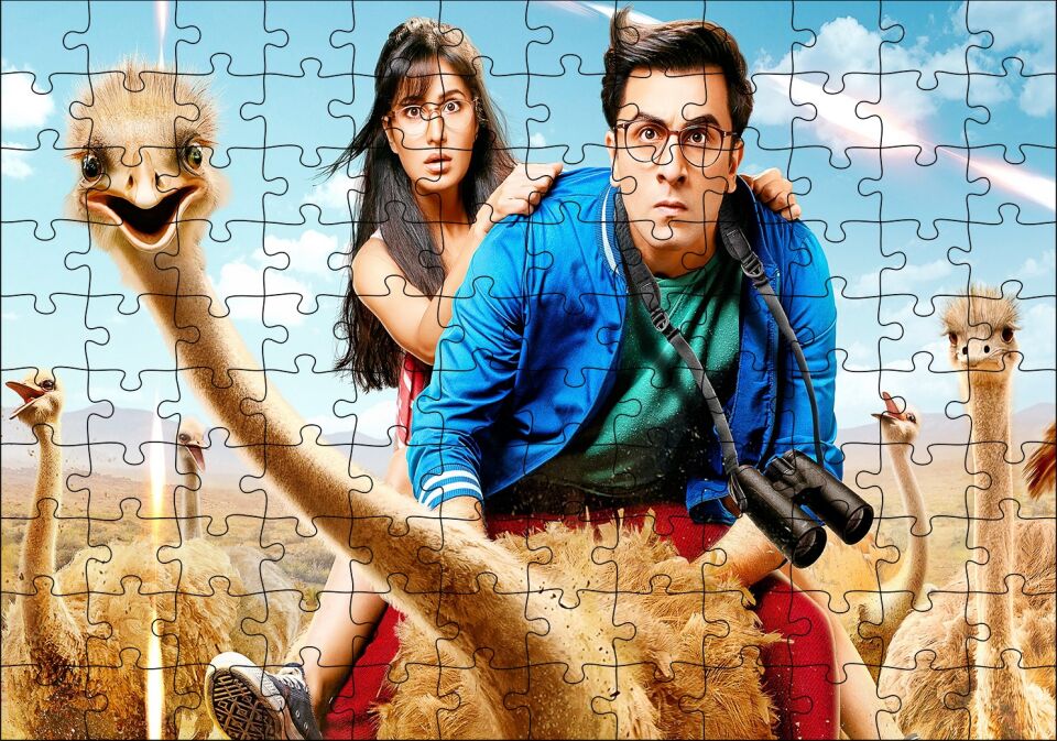 Devekuşları Adam ve Kız Puzzle Yapboz MDF Ahşap