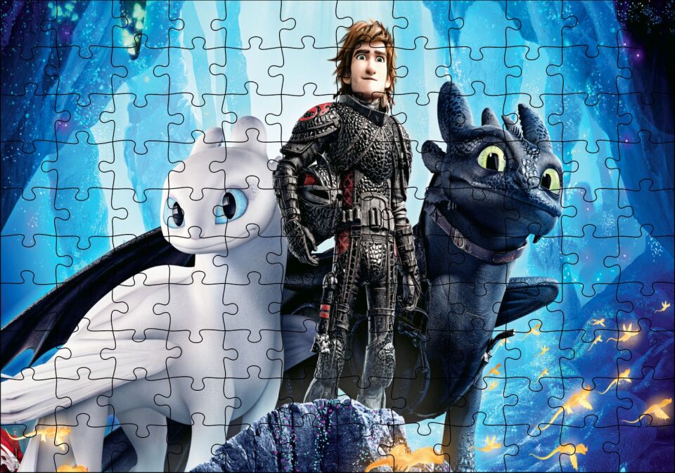 Ejdahanı Nasıl Eğitirsin Animasyon Görseli Puzzle Yapboz MDF Ahşap 120 Parça 24 cm X 34 cm