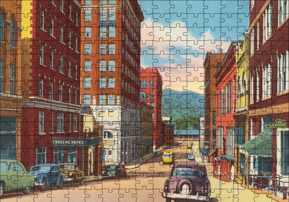 Amerikada 1930lar Sokak Manzarası Puzzle Yapboz MDF Ahşap 255 Parça 34 cm X 49 cm