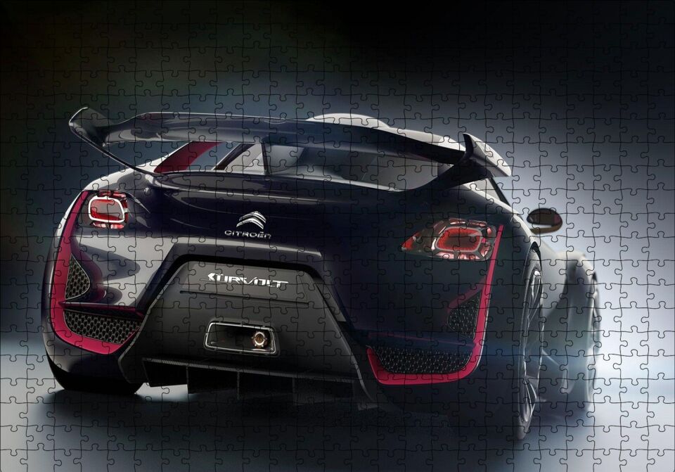 Elektrikli Siyah Citroen Survolt Arka Görünüş Puzzle Yapboz MDF Ahşap 500 Parça 49 cm X 68 cm