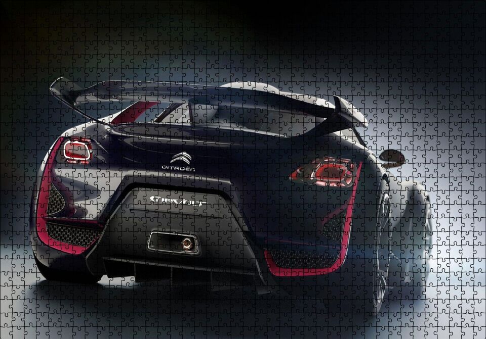 Elektrikli Siyah Citroen Survolt Arka Görünüş Puzzle Yapboz MDF Ahşap 1000 Parça 49 cm X 68 cm