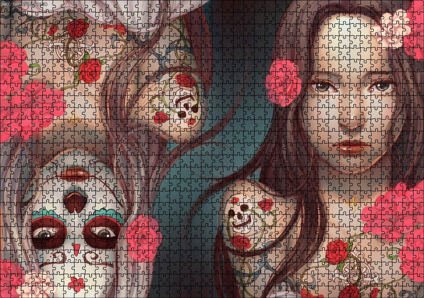 Genç Kız ve Ters Simetrik Ölüsü Puzzle Yapboz MDF Ahşap 1000 Parça 49 cm X 68 cm
