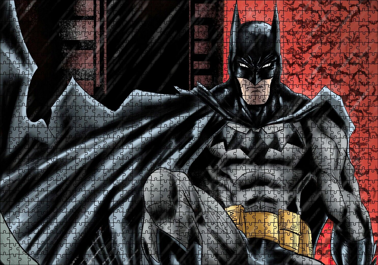 Batman Dijital İllüstrasyon Puzzle Yapboz MDF Ahşap 1000 Parça 49 cm X 68 cm