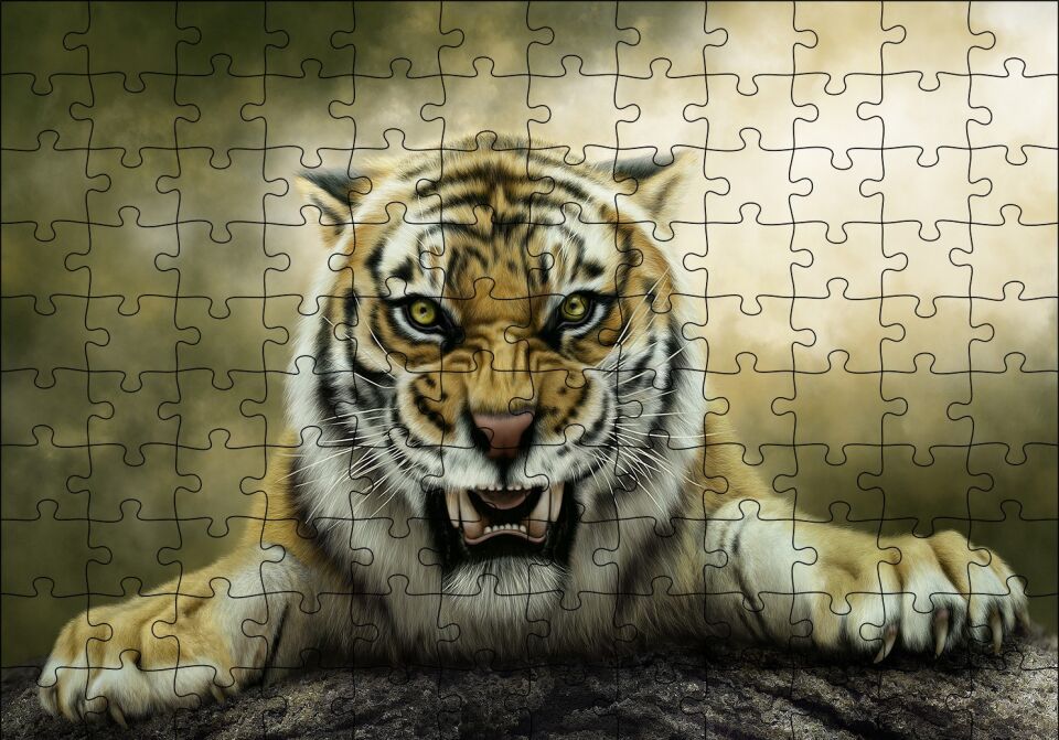 Kükreyen Kaplan Artwork Puzzle Yapboz MDF Ahşap