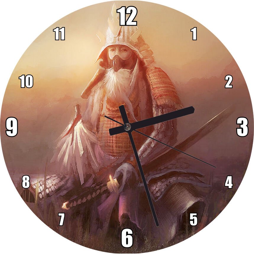 Zırhı ve Silahlarıyla Samuray  Mdf Ahşap Duvar Saati