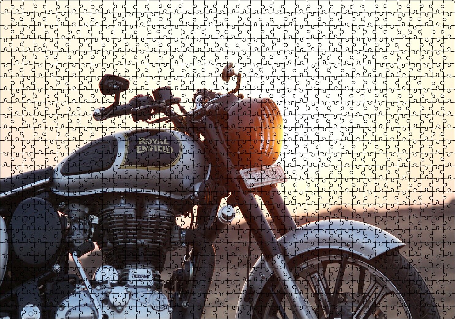 Royal Enfield Siyah Gri Motorsiklet Puzzle Yapboz MDF Ahşap 1000 Parça 49 cm X 68 cm