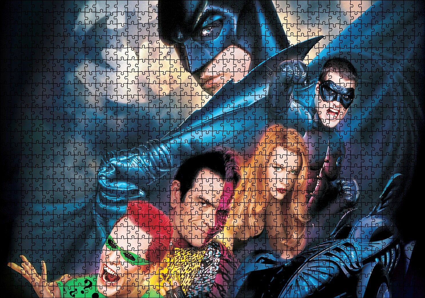 Batman Forever Karakterler Puzzle Yapboz MDF Ahşap 1000 Parça 49 cm X 68 cm