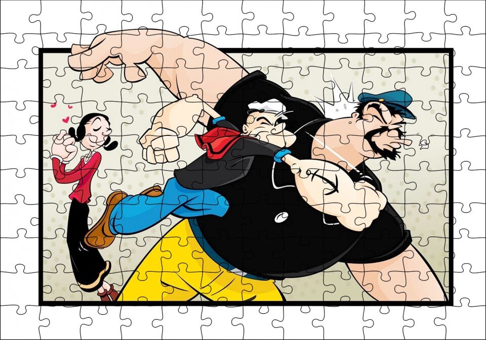 Safinaz Ve Temel Reis İle Kabasakal Yumruk Puzzle Yapboz MDF Ahşap 120 Parça 24 cm X 34 cm