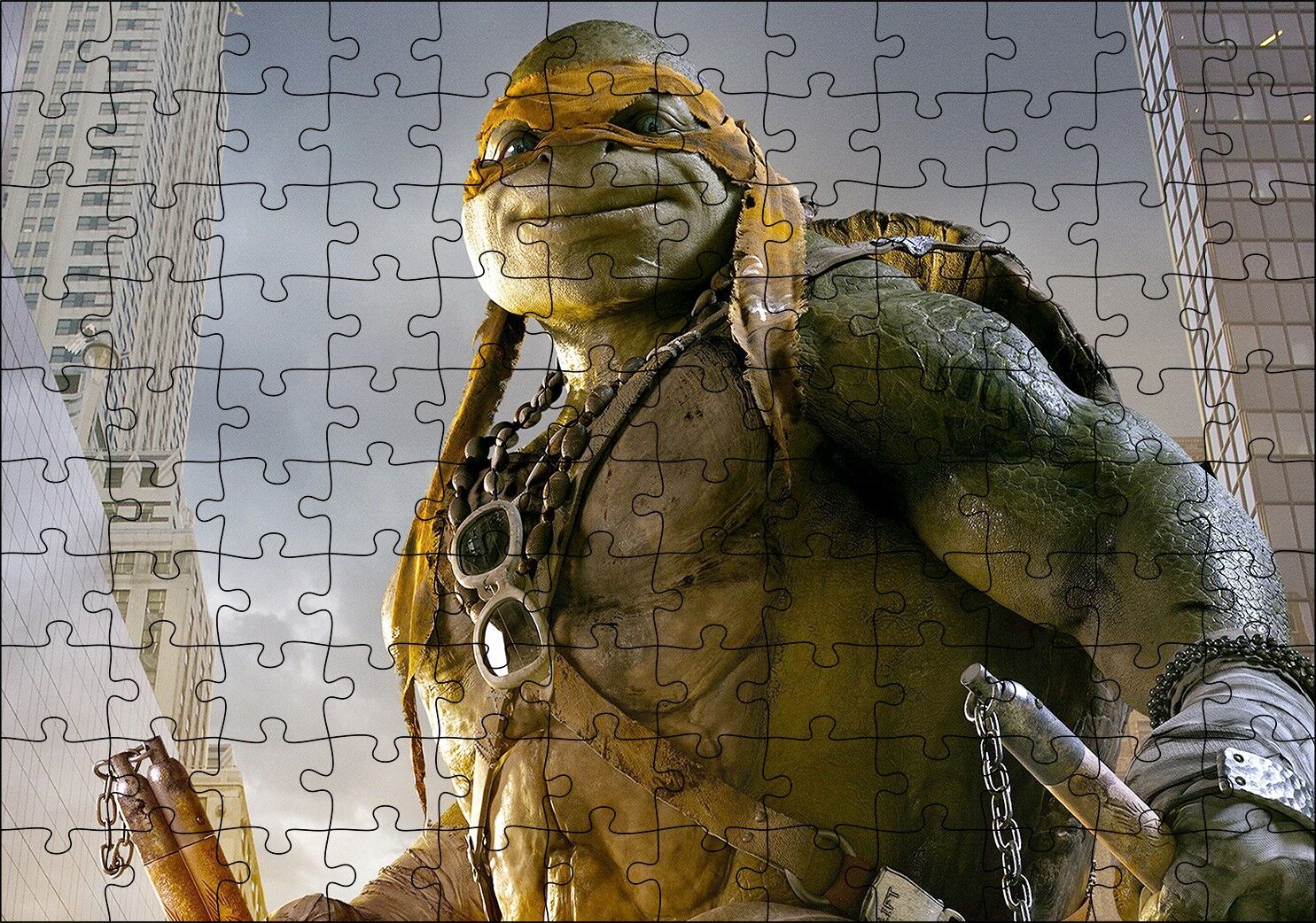 Ninja Kaplumbağalar Michalengelo Puzzle Yapboz MDF Ahşap 120 Parça 24 cm X 34 cm