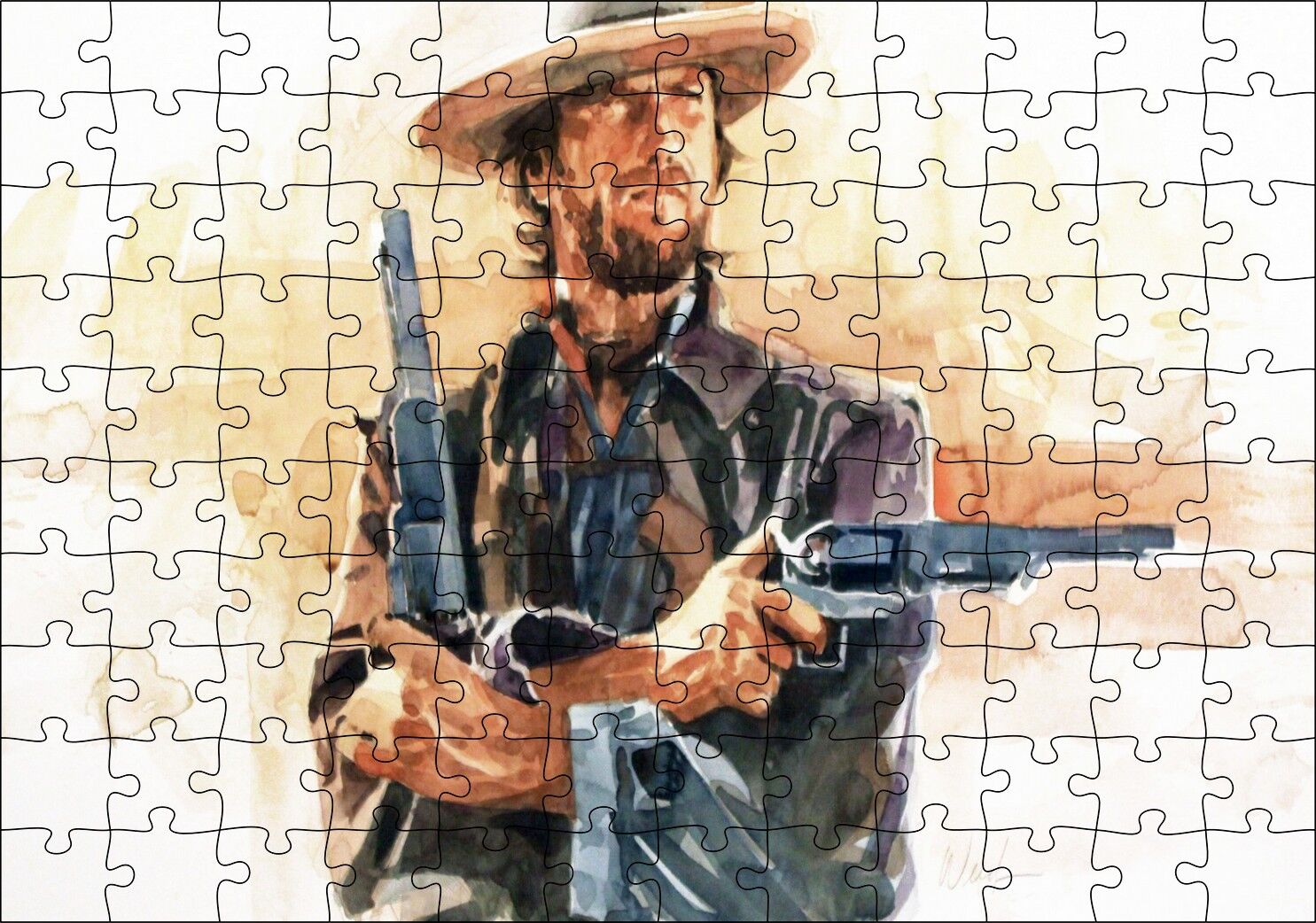 t Eastwood, Sanat Görsel, Puzzle Yapboz MDF Ahşap 120 Parça 24 cm X 34 cm