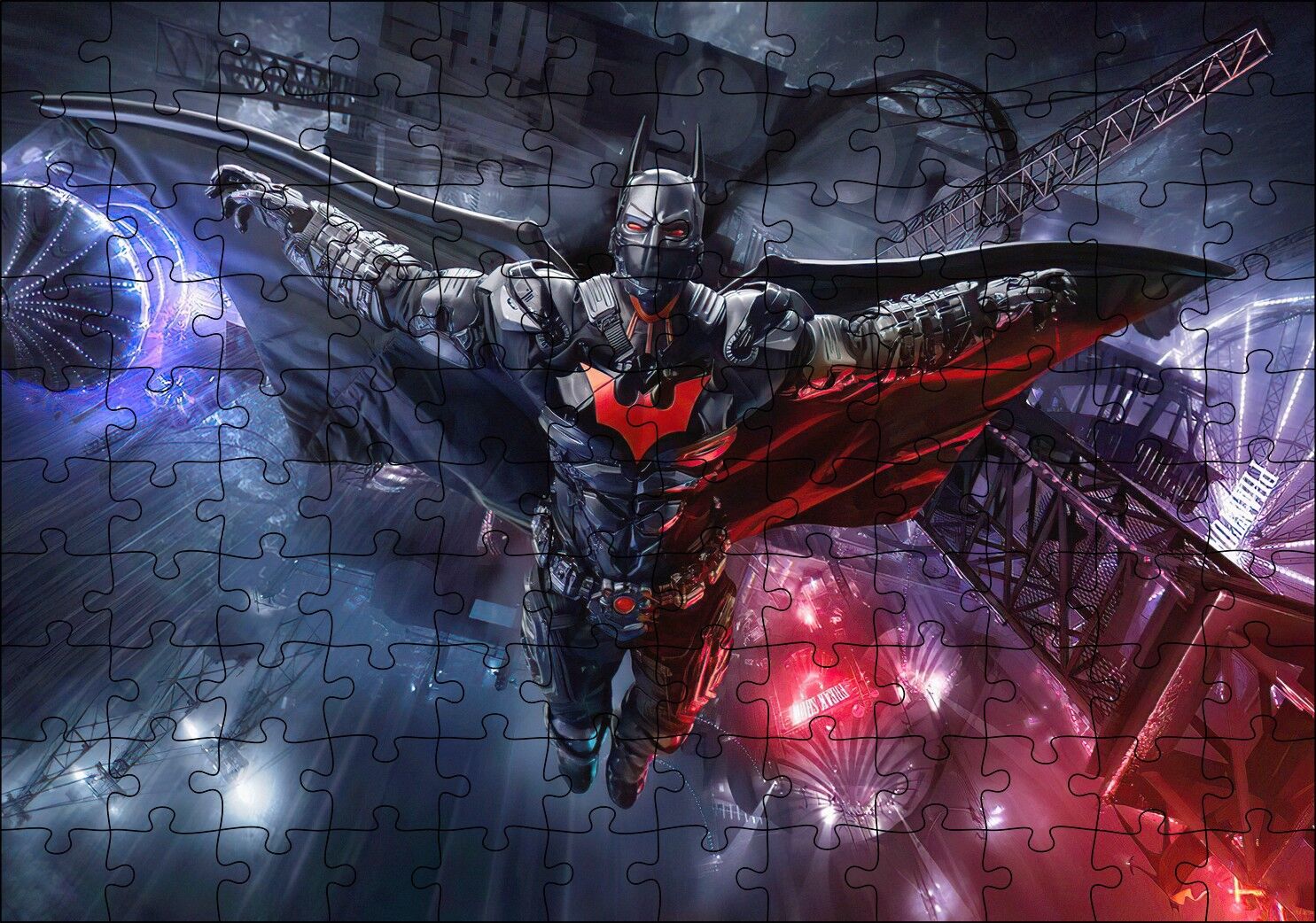 Batman ve Yüksek Teknolojili Pelerin Mekanizması Puzzle Yapboz MDF Ahşap 120 Parça 24 cm X 34 cm