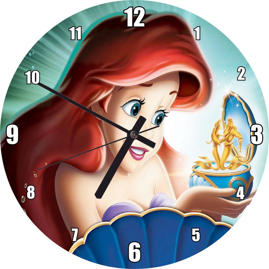 Disney Denizkızı ve Müzik Kutusu Mdf Ahşap Duvar Saati 30 cm Çap