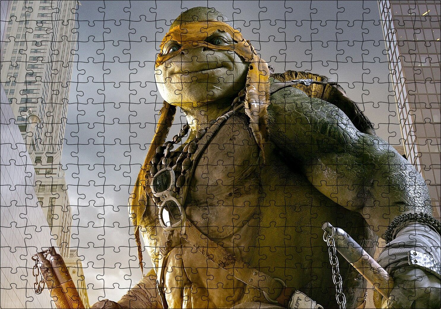 Ninja Kaplumbağalar Michalengelo Puzzle Yapboz MDF Ahşap 255 Parça 34 cm X 49 cm