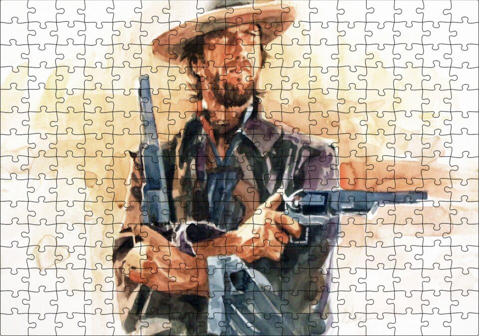 t Eastwood, Sanat Görsel, Puzzle Yapboz MDF Ahşap 255 Parça 34 cm X 49 cm