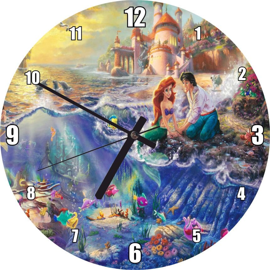 Disney Denizkızı ve Arkadaşları Mdf Ahşap Duvar Saati 30 cm Çap