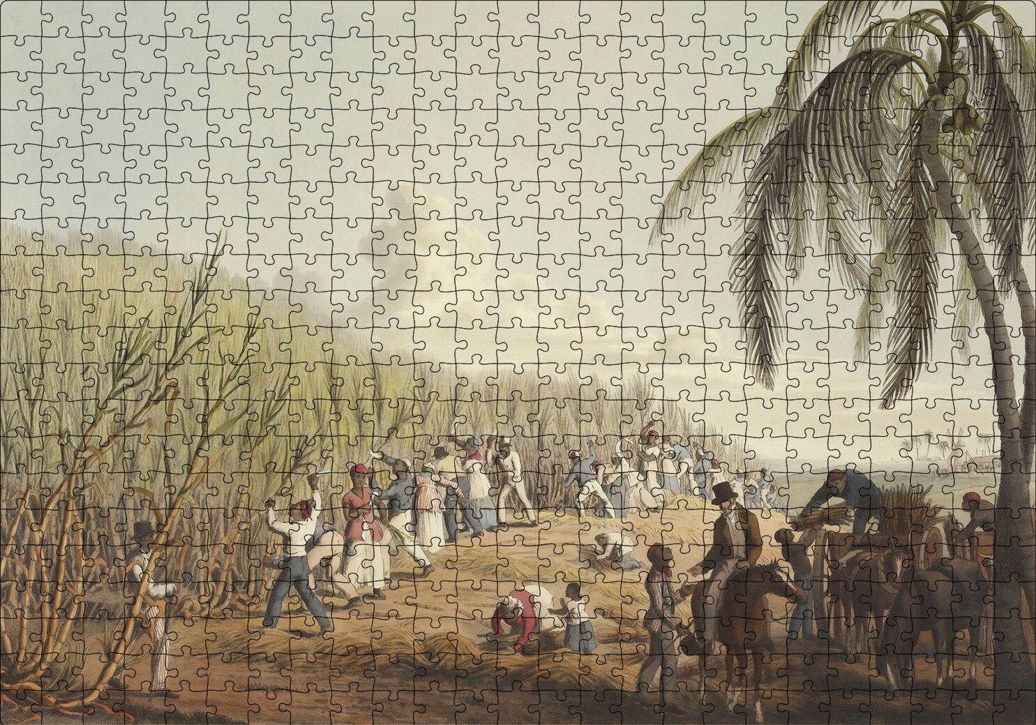 Amerikan Kasabasında Tarlada Çalışan Köleler Puzzle Yapboz MDF Ahşap 500 Parça 49 cm X 68 cm
