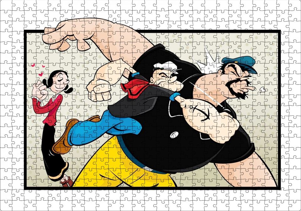 Safinaz Ve Temel Reis İle Kabasakal Yumruk Puzzle Yapboz MDF Ahşap 500 Parça 49 cm X 68 cm