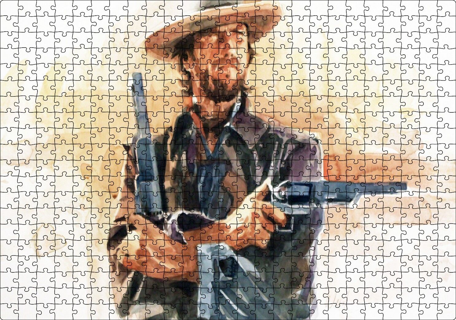 t Eastwood, Sanat Görsel, Puzzle Yapboz MDF Ahşap 500 Parça 49 cm X 68 cm