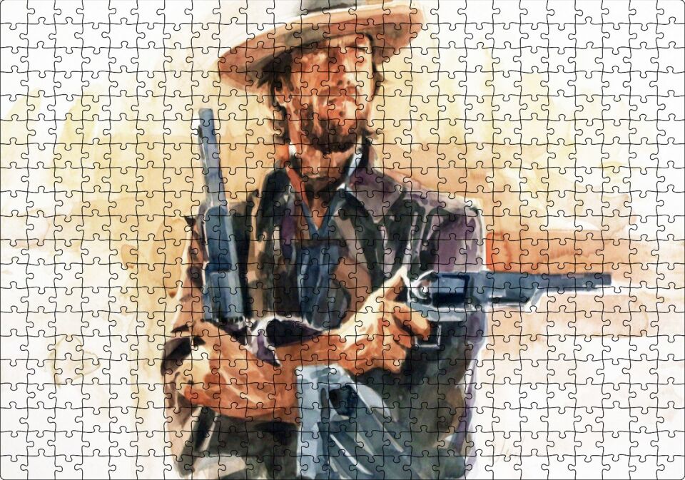 t Eastwood, Sanat Görsel, Puzzle Yapboz MDF Ahşap 500 Parça 49 cm X 68 cm