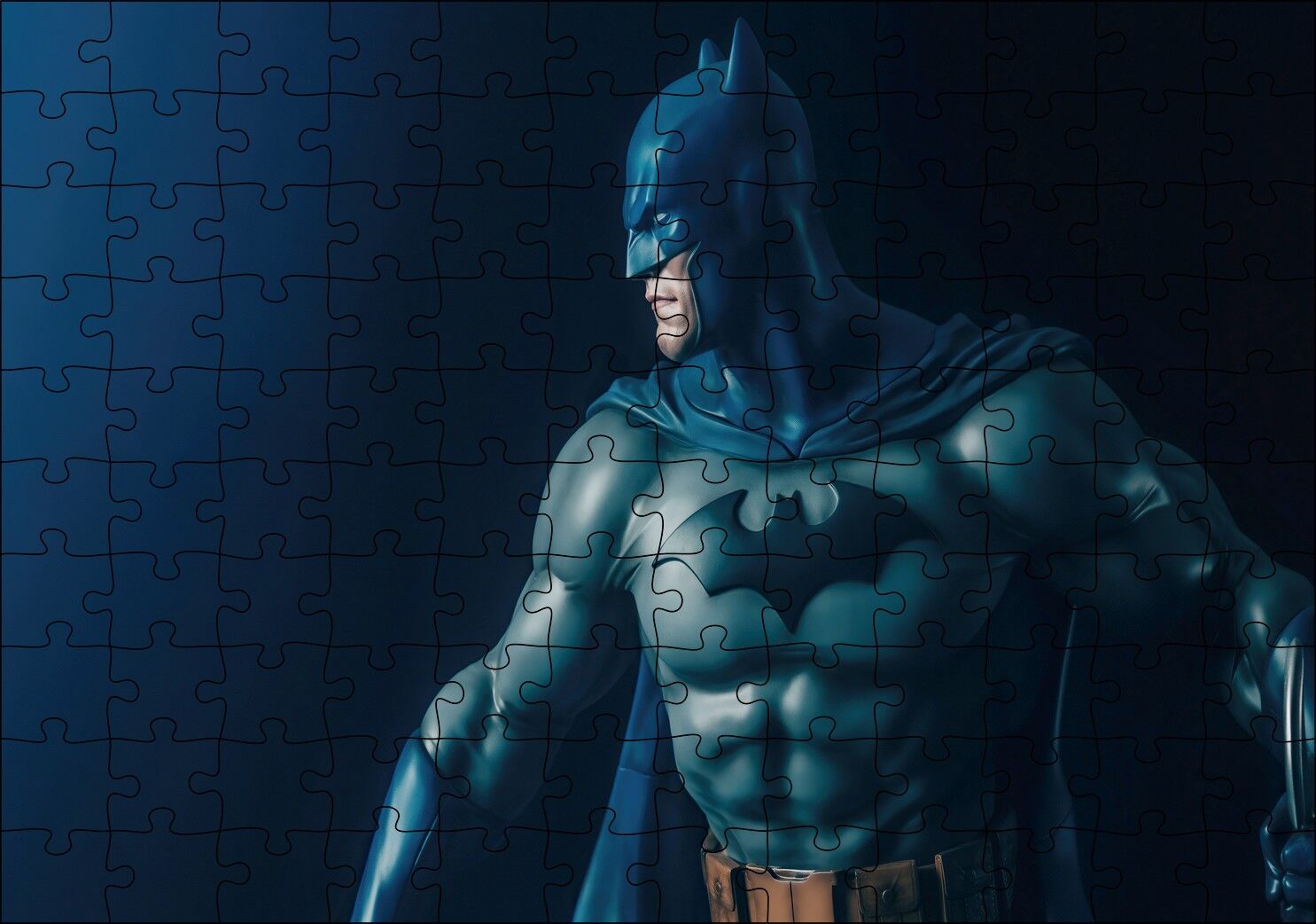 Batman Yan Profil Karanlık Arka Plan Puzzle Yapboz MDF Ahşap 120 Parça 24 cm X 34 cm