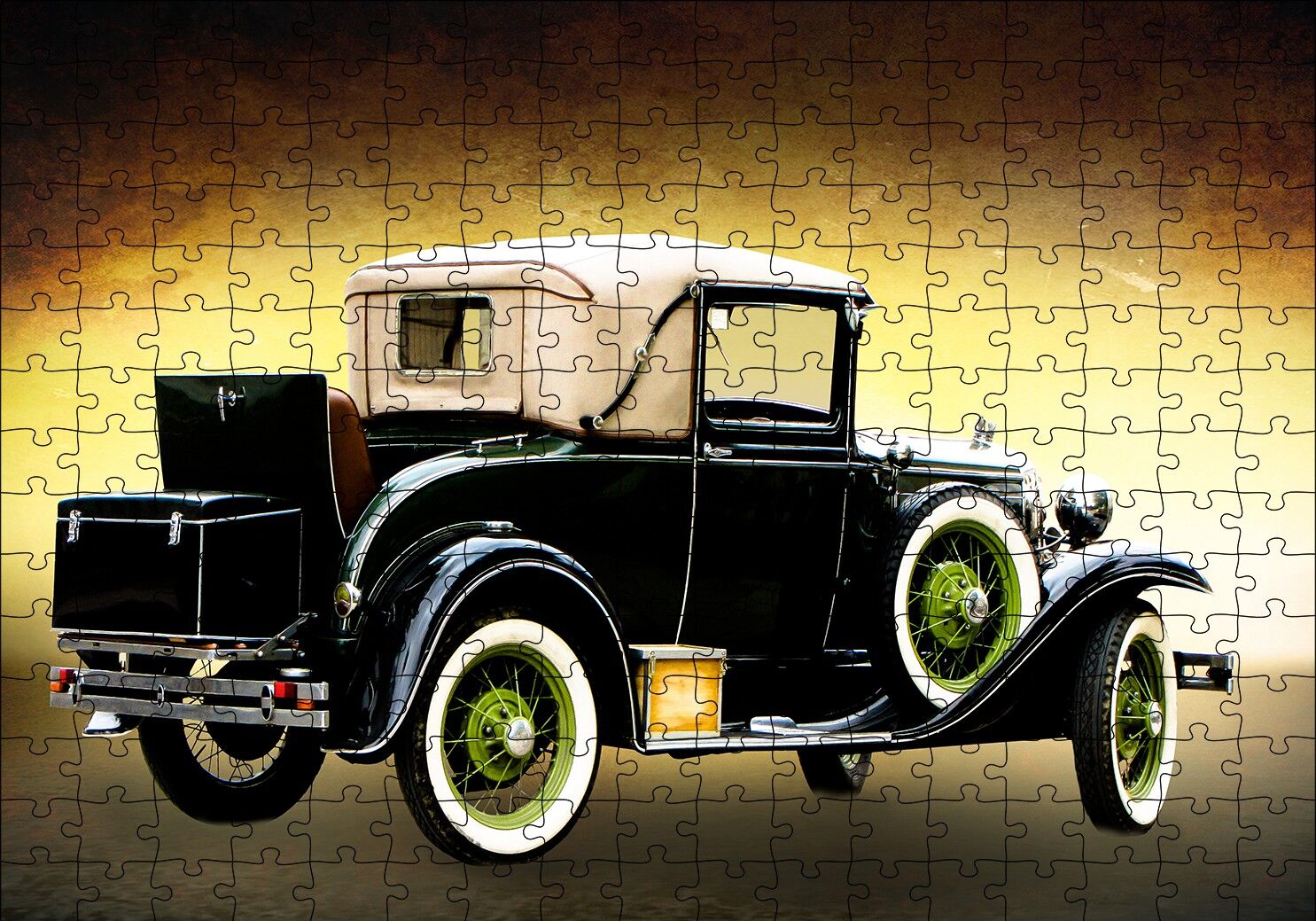 Siyah Antika Araba Puzzle Yapboz MDF Ahşap 255 Parça 34 cm X 49 cm
