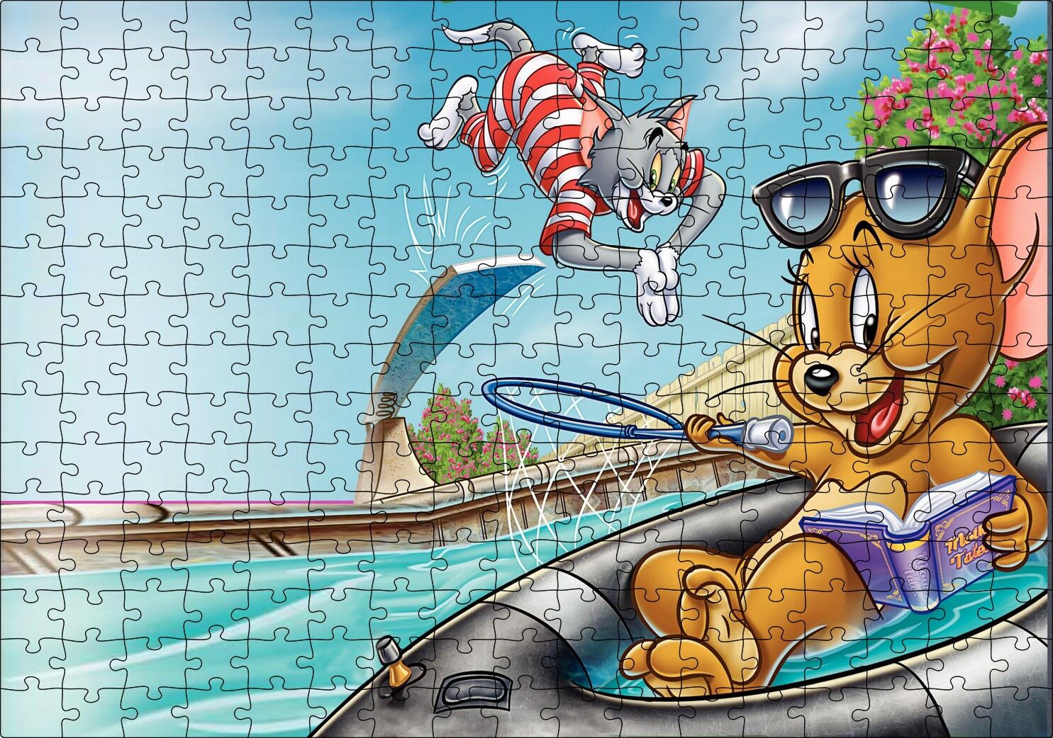 Tom ve Jerry Fur Flying Puzzle Yapboz MDF Ahşap 255 Parça 34 cm X 49 cm