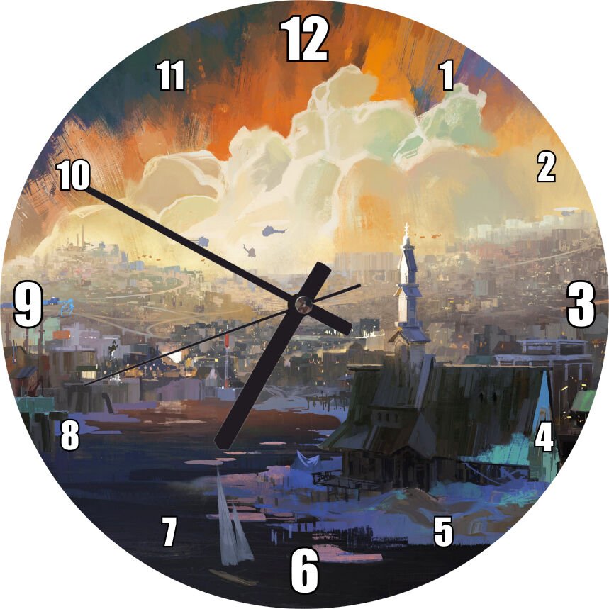 Disco Elysium Sanat Eseri Aleksander Rostov Oyun Sanat Görseli Mdf Ahşap Duvar Saati 50 cm Çap