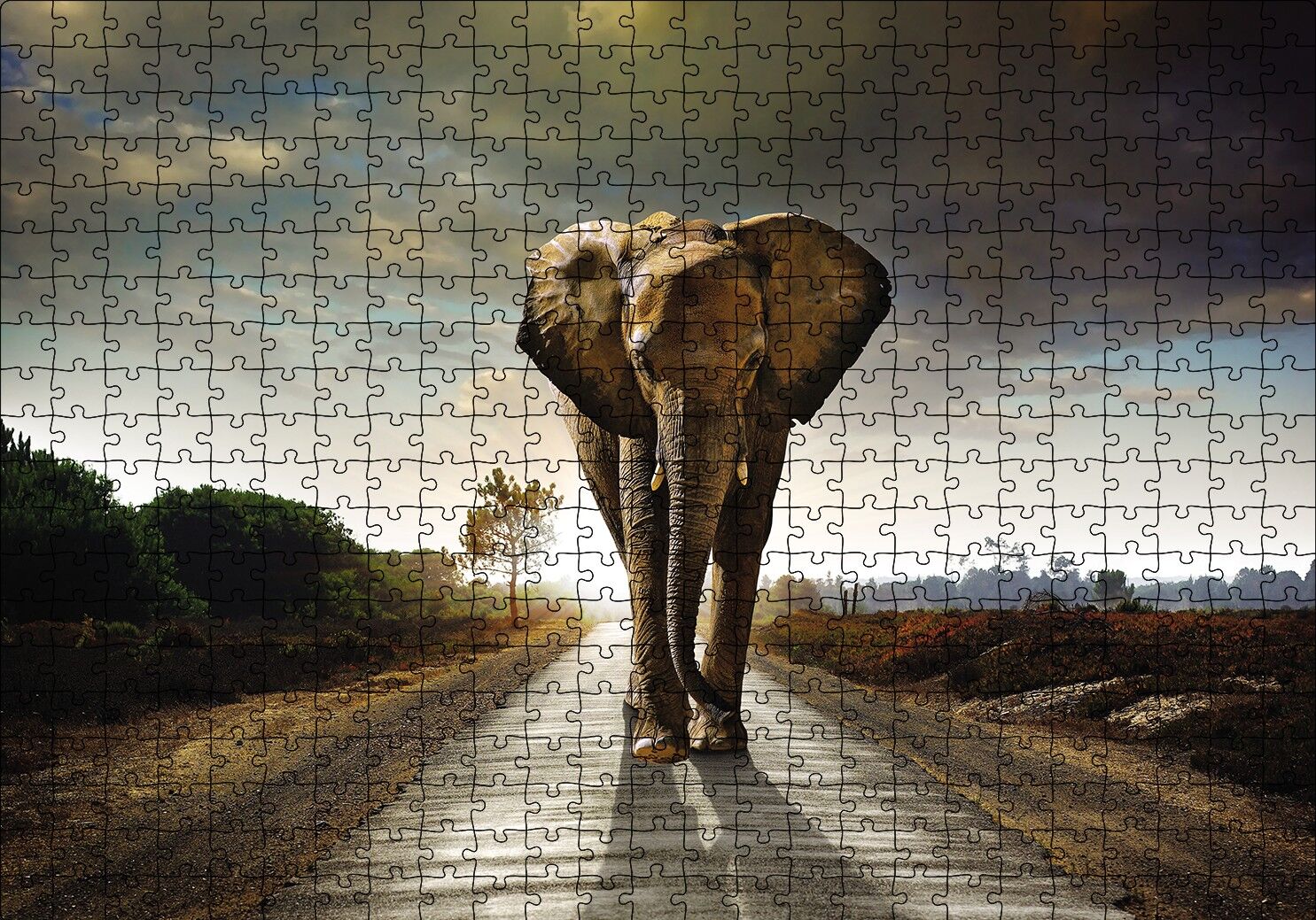 Yoldaki Fil Puzzle Yapboz MDF Ahşap 500 Parça 49 cm X 68 cm