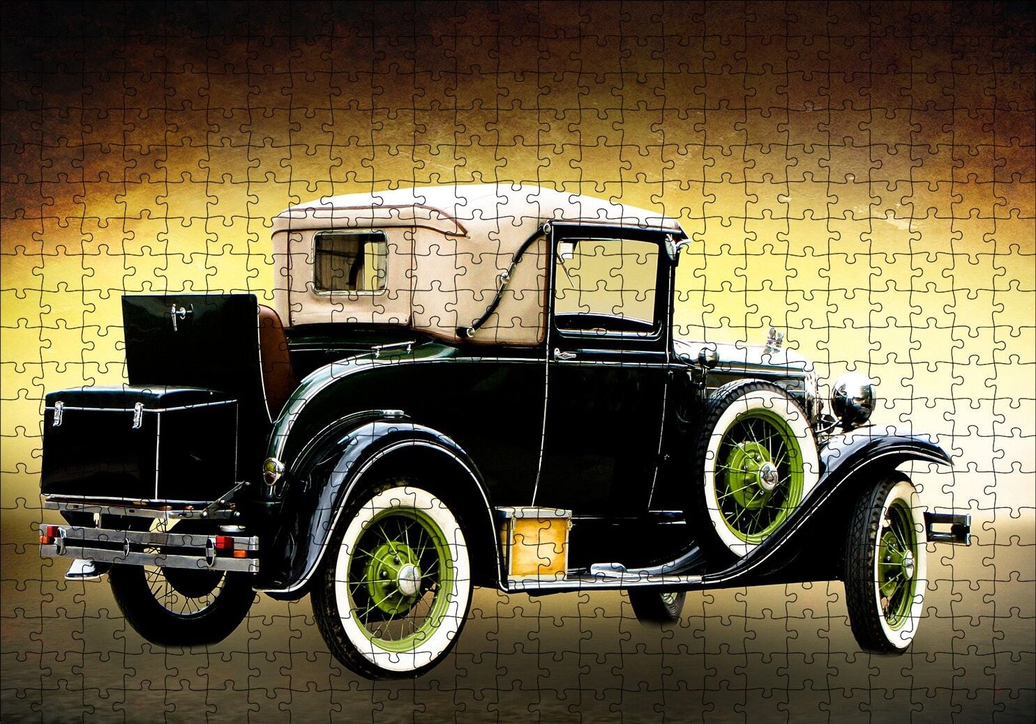 Siyah Antika Araba Puzzle Yapboz MDF Ahşap 500 Parça 49 cm X 68 cm