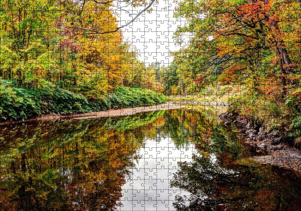 İngiltere Baker Nehri Sonbahar Renkleri Puzzle Yapboz MDF Ahşap 500 Parça 49 cm X 68 cm